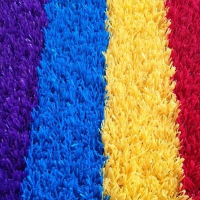 Red Yellow Blue Purple Artificial Kids Grass Turf Rainbow Runway Density 22050stitches/sqm