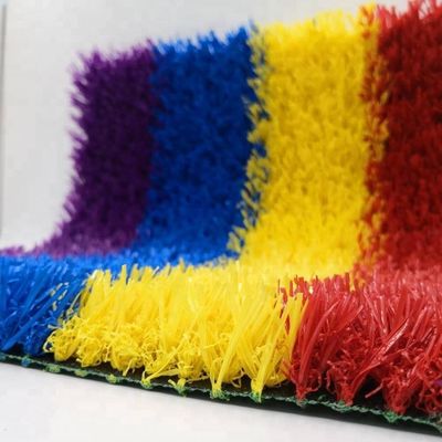 Red Yellow Blue Purple Artificial Kids Grass Turf Rainbow Runway Density 22050stitches/sqm
