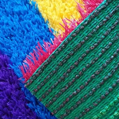 Red Yellow Blue Purple Artificial Kids Grass Turf Rainbow Runway Density 22050stitches/sqm