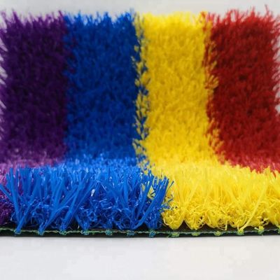 Red Yellow Blue Purple Artificial Kids Grass Turf Rainbow Runway Density 22050stitches/sqm