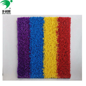 Colorful Artificial Grass Turf in Red Yellow Purple Blue and Pink with 16800 Density
