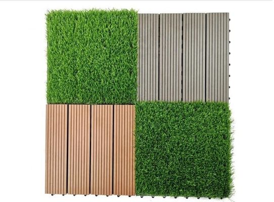 Commercial Artificial Grass Turf Tile Interlocking Design 3/8 inch Gauge DIY Pet Lawn Mat