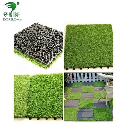 25-60mm Pile Height Artificial Grass Interlocking Tiles with Double PP NET PU Backing