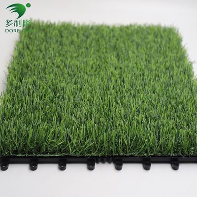 25-60mm Pile Height Artificial Grass Interlocking Tiles with Double PP NET PU Backing