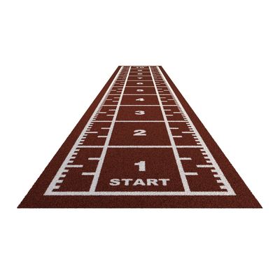 Custom Logo Design Gym Artificial Grass with Brown Turf and Double PP NET SPU Backing