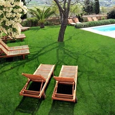 SPU Coating Soft Green Natural Artificial Grass for Outdoor Garden Backdrop Landscape