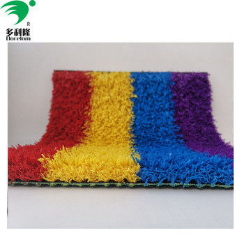 Colorful Artificial Grass Turf in Red Yellow Purple Blue and Pink with 16800 Density