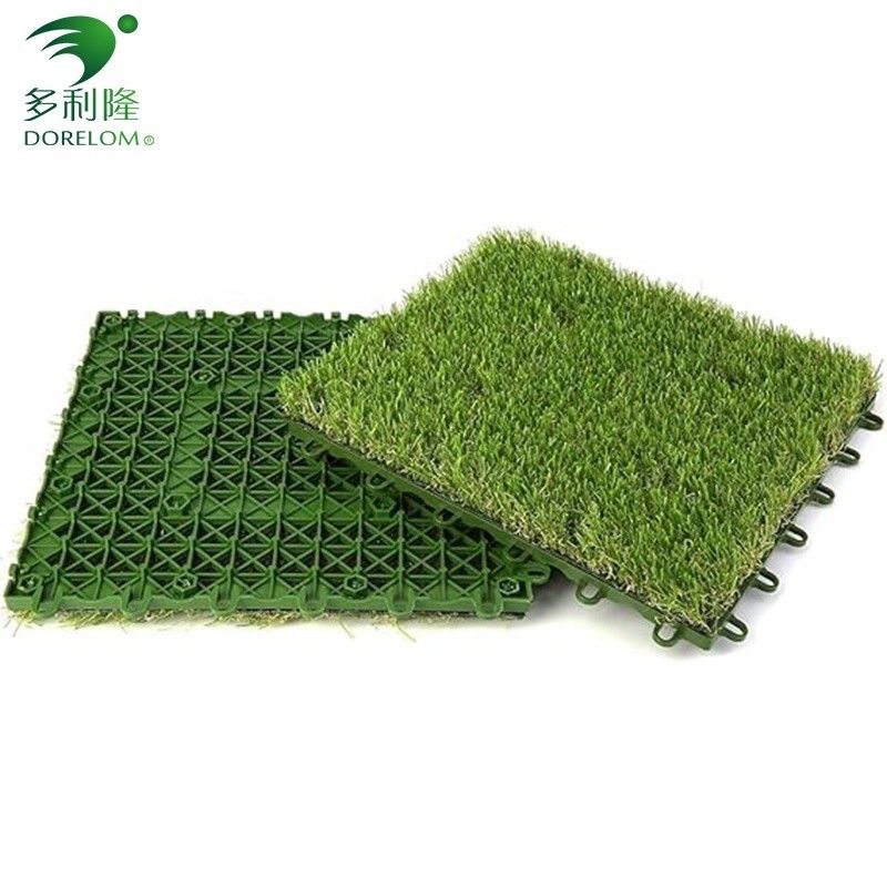 Commercial Artificial Grass Turf Tile Interlocking Design 3/8 inch Gauge DIY Pet Lawn Mat