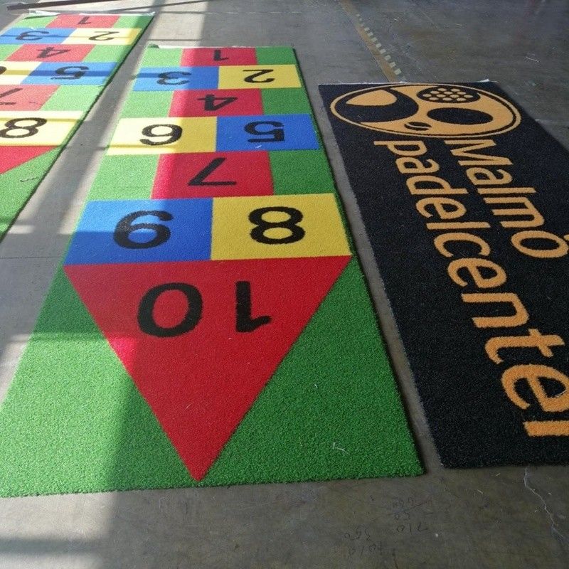PE PP Backing Artificial Grass Logo Color Pattern Synthetic Turf Mini Football Carpet